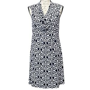 TOMMY BAHAMA BIMINI COWL NECK DRESS Women’s S Navy Print Slinky Knit Sleeveless
